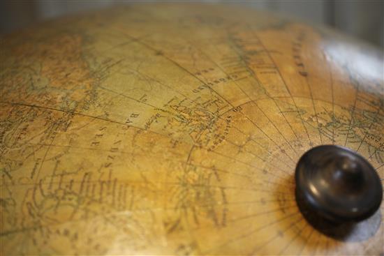 A huge late 19th century German terrestrial globe by Adolf Henze, diameter 42in. 72 in. (183 cm.) high